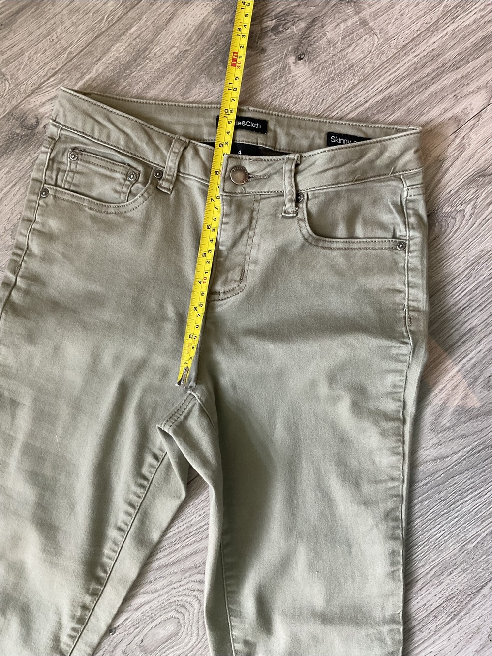 Needle & Cloth Skinny Ankle Stretch Lightweight Denim  in Olive Green - Picture 7 of 9